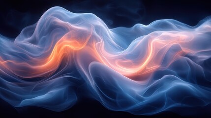 Fototapeta premium A captivating display of swirling colors and light patterns resembling flowing smoke or waves in a dramatic dark setting