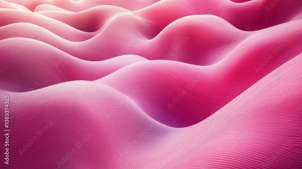Poster soft pink waves undulate gently across a textured surface in a serene abstract composition creating 