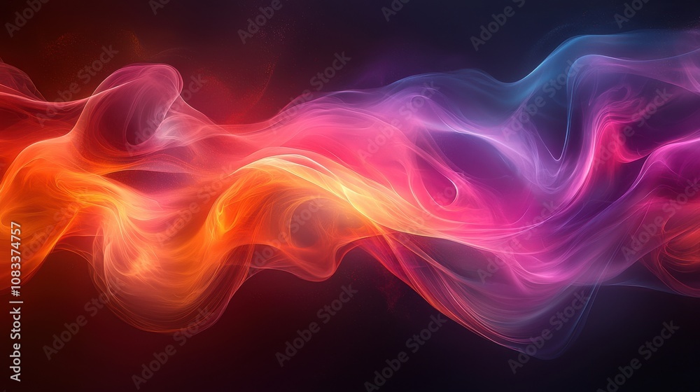 Poster colorful wisps of smoke swirl in vibrant patterns against a dark background creating a mesmerizing v