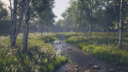 small river in the middle of the forest