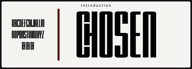 Minimalist condensed sanserif typeface. Modern and simple alphabet vector font with ligature