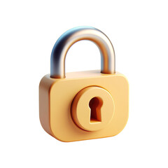 Golden Padlock 3D Render Icon