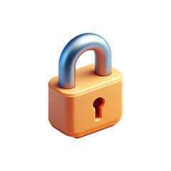 Orange Padlock 3D Render Icon