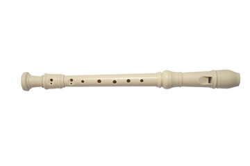 Recorder flute, musical instrument, cut out isolated