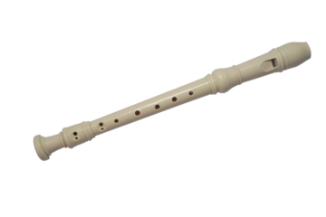 Recorder flute, musical instrument, cut out isolated