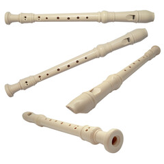 Recorder flute, musical instrument, cut out isolated