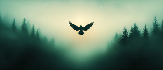 A Pegasus with Glowing Wings in a Starry Night Sky Above an Enchanted Forest
