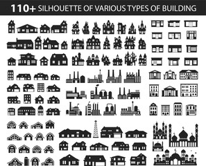 Naklejka premium Building silhouette vector set