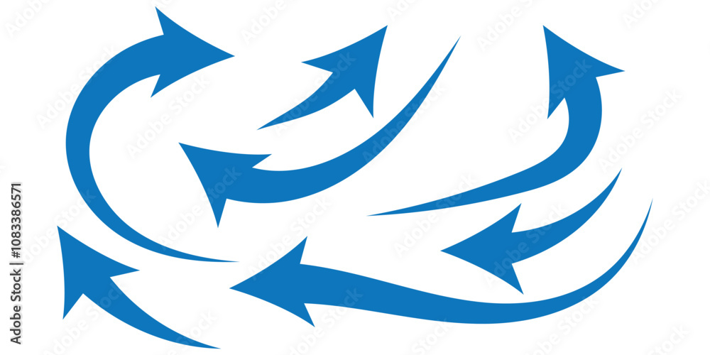 Wall mural long blue curve arrow icon vector . blue curve arrow icon set. long arrow icon set. curve arrow vect