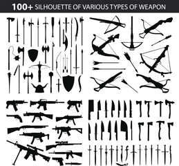 silhouette of various weapon set