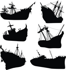 shipwreck silhouettes