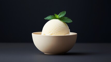 Creamy vanilla ice cream with fresh mint garnish