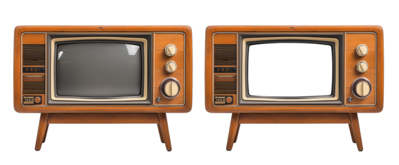 old retro wooden tv box cut out set