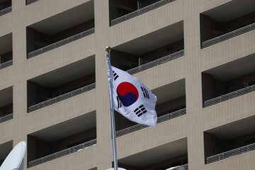 Korean flag flying in sunny weather