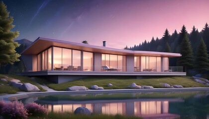 3d view of house model,With Background,Vector Style,3d Illustration