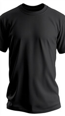 Blank black shirt mock up template, front and back view, isolated, plain t-shirt mockup. Tee sweater sweatshirt design presentation for print.
