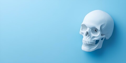Fototapeta premium Skull icon web banner. Skull icon isolated on blue background with copy space.
