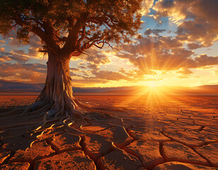 Sunset Desert Tree