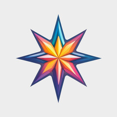 Obraz premium Vibrant Geometric Star Shape in Shades of Blue, Orange, and Purple, Perfect for Modern Design Projects, Backgrounds, and Unique Art Creations
