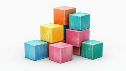 Obraz premium Colorful Wooden Blocks Stacked