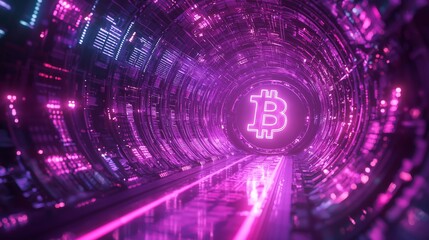 Fototapeta premium Bitcoin Neon Tunnel