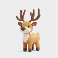 Cute Cartoon Deer Character with Antlers and Playful Expression for Fun and Whimsical Children's Illustrations and Designs
