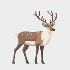 Obraz premium Illustration of a Cartoon Deer with Antlers in a Minimalist Style, Perfect for Nature-Themed Designs and Educational Materials Featuring Wildlife