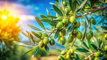 Olive Tree in the Wind - Captivating Food Photography of Fresh Olive Branches with Movement, Natural Ingredients, Culinary Inspiration, Organic Produce, Mediterranean Cuisine, Healthy Living