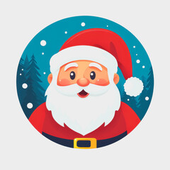 Cheerful Santa Claus Character with a Red Hat and White Beard Amidst Snowy Forest Scene, Perfect for Holiday and Christmas Themes in Various Media Projects