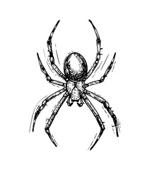 Obraz premium spider engraving black and white outline