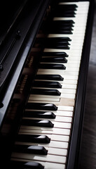 Naklejka premium Classical Grand Piano key keyboard for Musical Composer Musician Performance Entertainment 