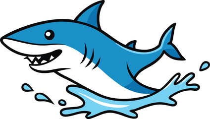Fototapeta premium Dynamic shark jumping out of water 