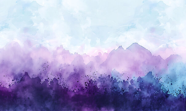 A calming abstract watercolor design featuring soothing hues of lavender, mint, and sky blue