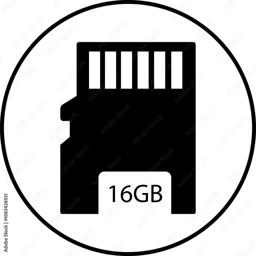 Poster 16gb memory card icon in trendy black flat style. design can use for web and mobile app. data storag