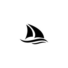 Sailing Vessel Icon: Minimalist black sailboat silhouette, nautical symbol, marine logo design. Perfect for travel, adventure, and nautical themed projects.	