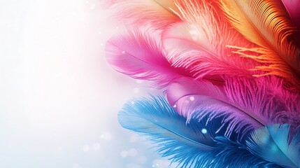 Obraz premium Vibrant feather display artistic background digital art colorful environment close-up viewpoint creative concept