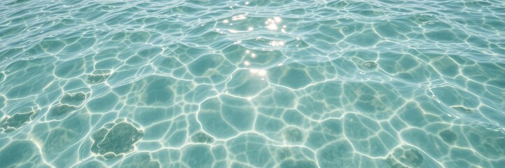 Clear water surface with gentle ripples reflecting the sunlight, calm, water