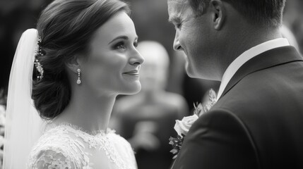 Fototapeta premium Close-up of the bride and groom exchanging meaningful vows, a moment of love and commitment