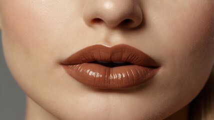 Naklejka premium Close-Up of Glossy Lips