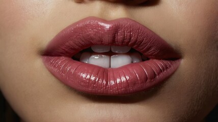 Fototapeta premium Close-Up of Glossy Lips
