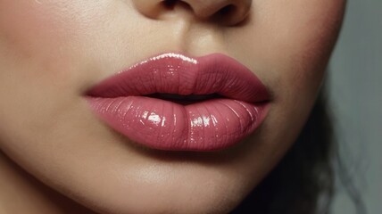 Close-Up of Glossy Lips