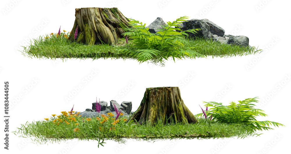 Aufkleber PNG collection grass field, No background easy to move by drag and drop to main project, 3d illustration rendering