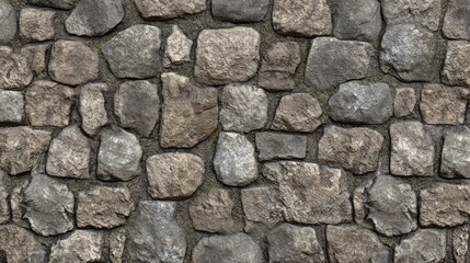 Irregularly Shaped Grey Stones Forming a Rustic Stone Wall