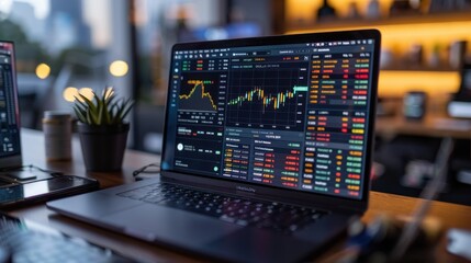 A wide-angle view of a cryptocurrency wallet on a desktop, with Bitcoin, Ethereum, and various altcoins listed, showing the value of different digital assets and their fluctuation in real-time.