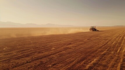 Obraz premium Tractor Cultivating Arid Land 