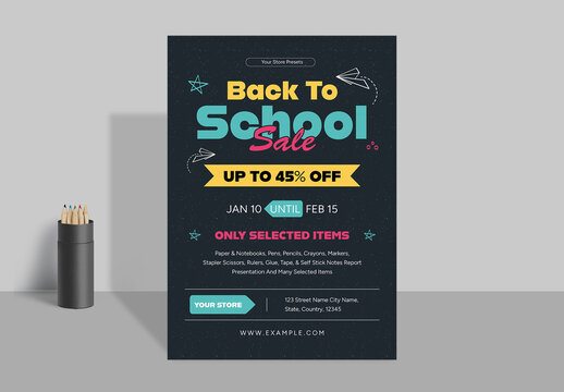 School Themed Flyer Layout with Colorful Elements