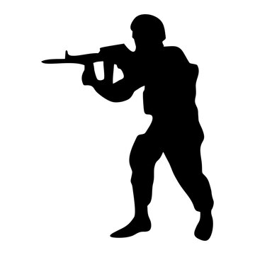 black silhouette soldier aiming rifle