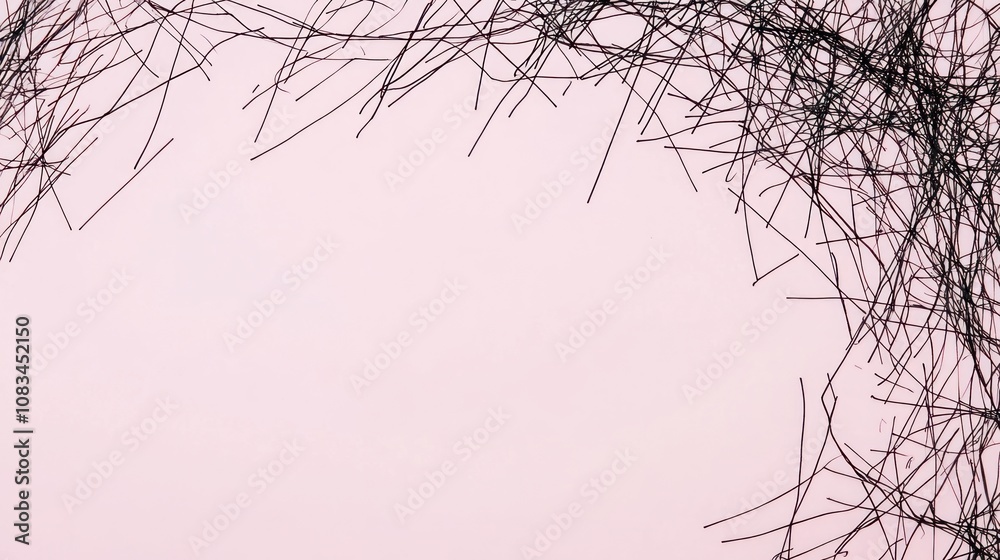 Poster abstract pink background with randomly arranged black lines