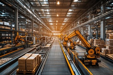 Modern Automated Packaging in Industrial Warehouse