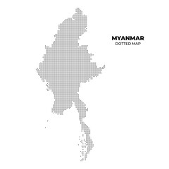 Obraz premium black halftone dotted myanmar map